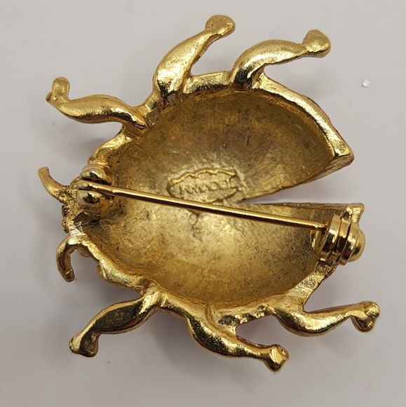 Vintage Giovanni ladybug brooch red, black, gold - Picture 2 of 5